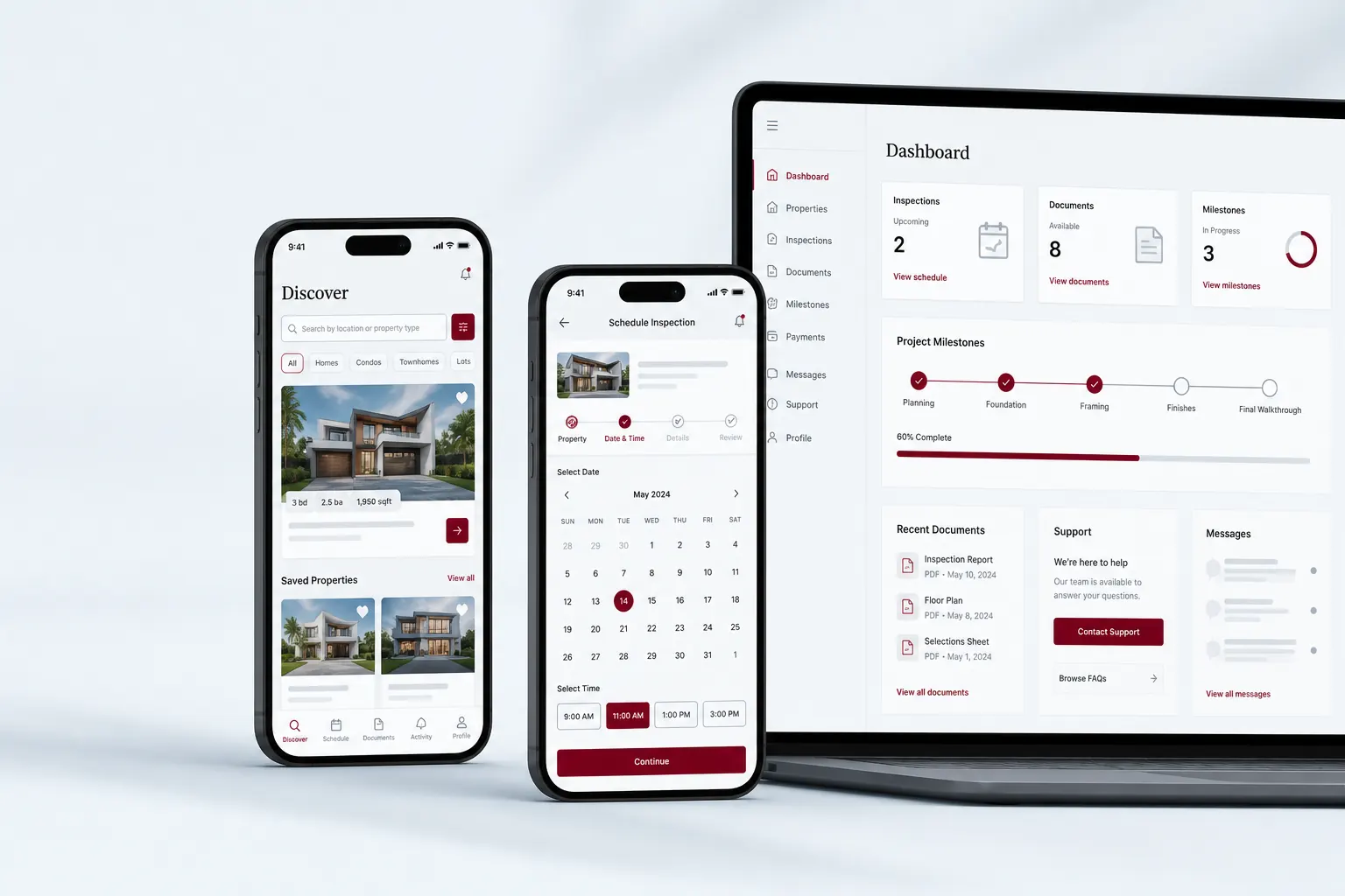Conceptual Nordhaus property portal on phones and desktop